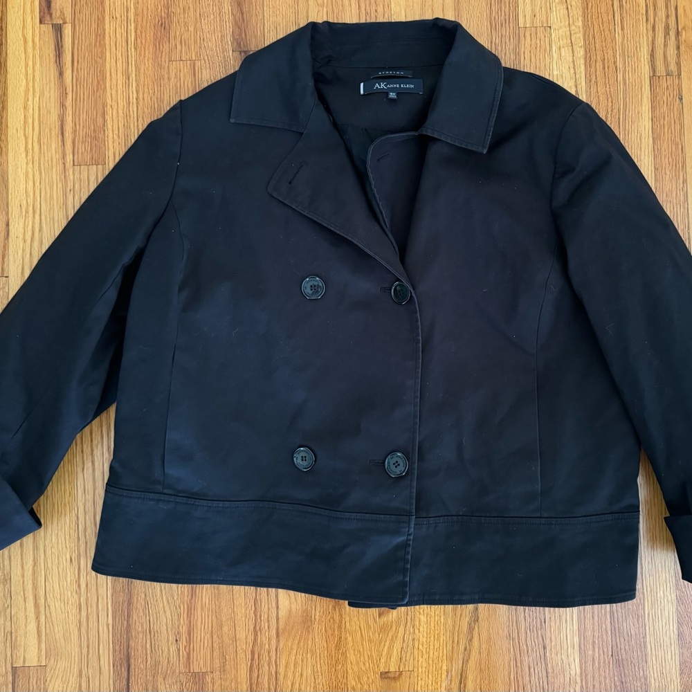 Anne Klein Black Double Breasted Cropped Jacket Blazer women’s size 18